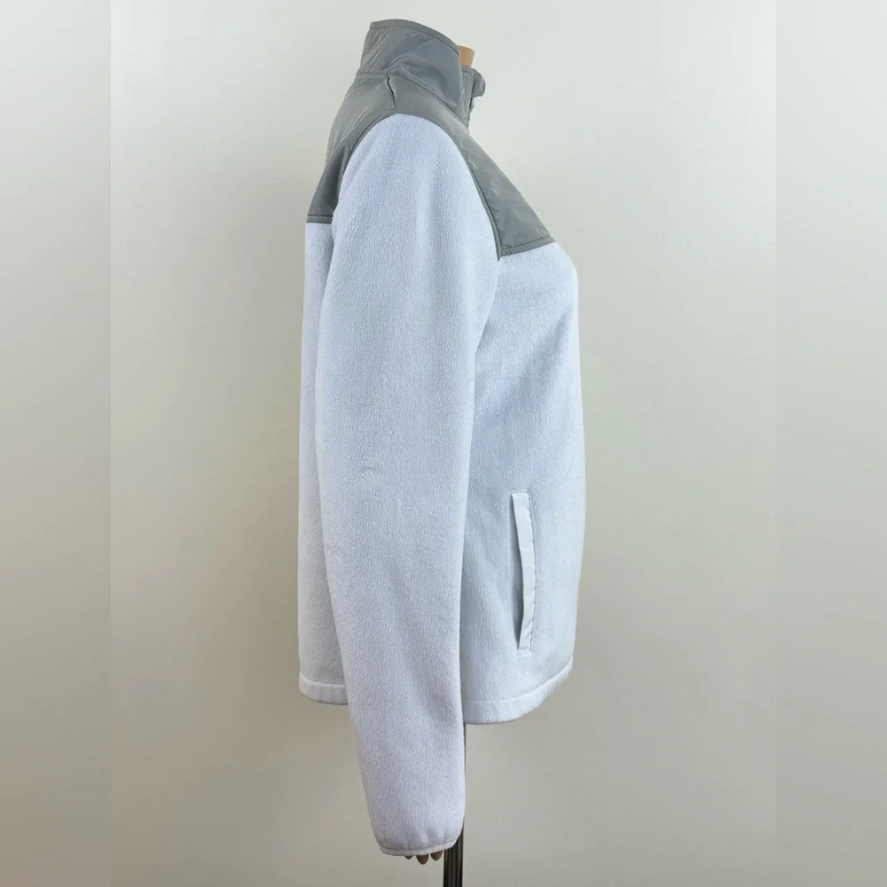 FILA Sport Women's Zip Up Jacket, Mock Neck Soft Fleece, White Gray Size Small - Picture 4 of 13
